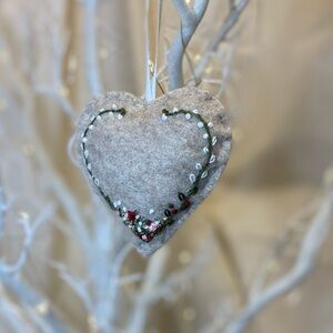 Heart ornament embroidered rose garden  handmade Rococo and Victorian inspired